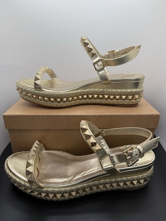 Christian Louboutin Pyraclou Platine Stud Platform Sandals - Picture 2 of 12